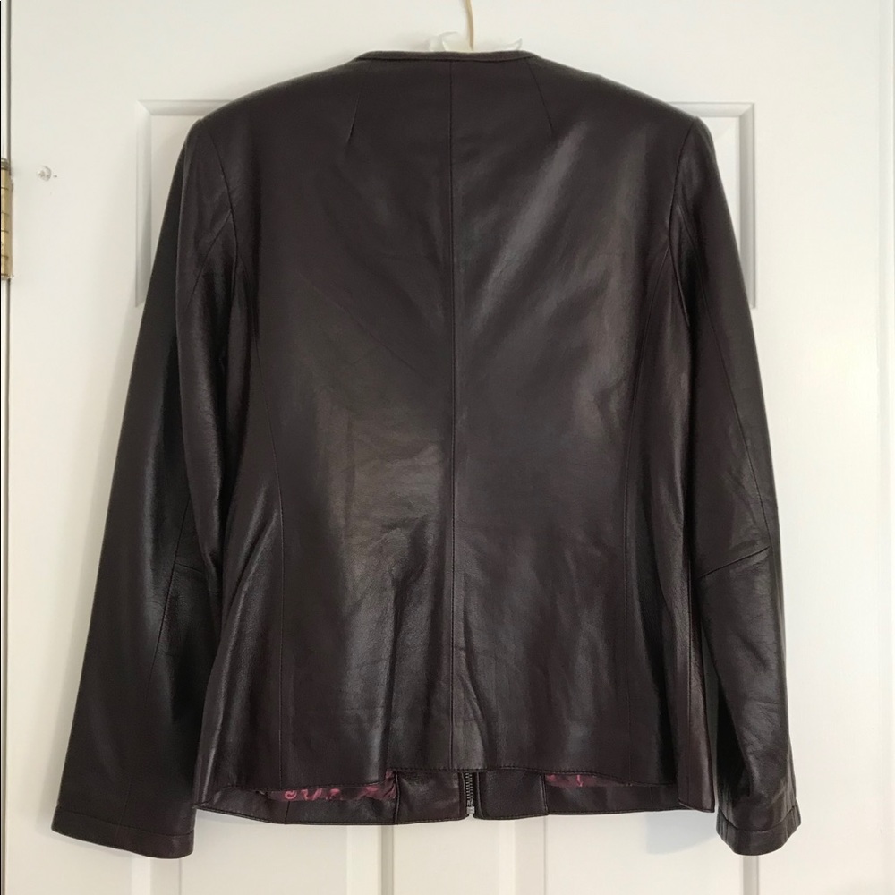Dark Maroon Leather Jacket by Couture by J. Park - Picture 2 of 4